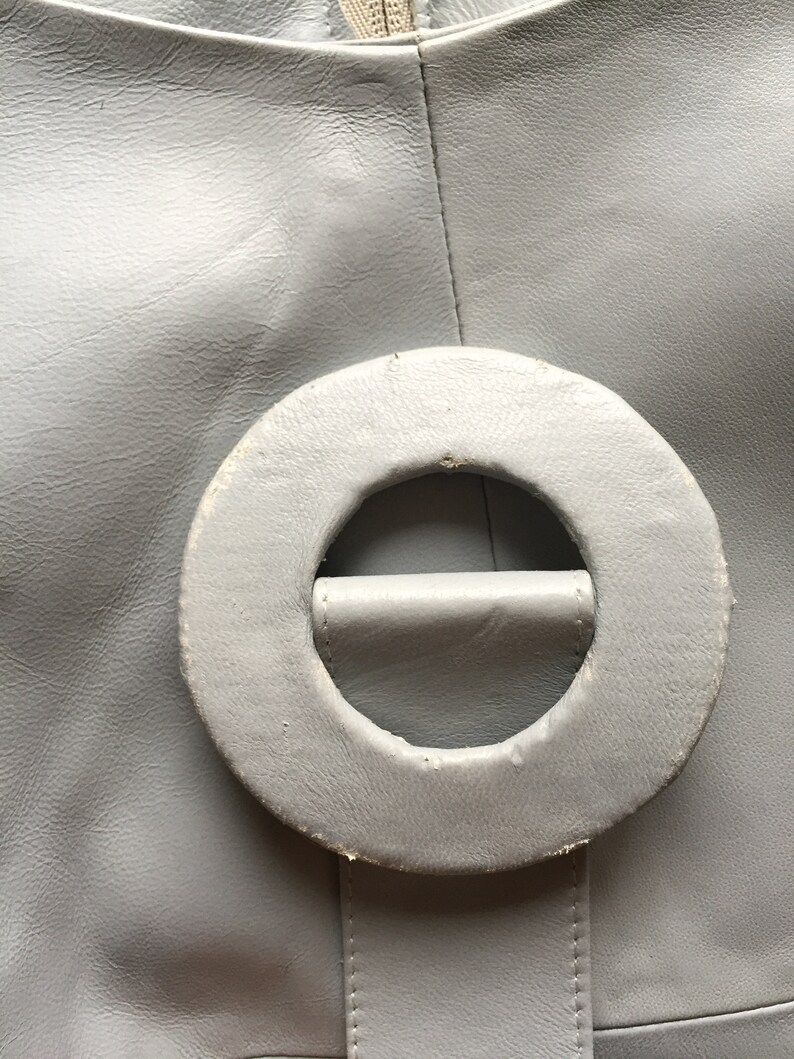 Vintage 1980s Baby Blue Leather Dress With Round Belt Buckle & Etsy