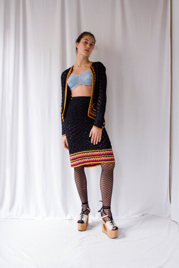 1930s or 60s (?) art deco silk knitted suit two pi