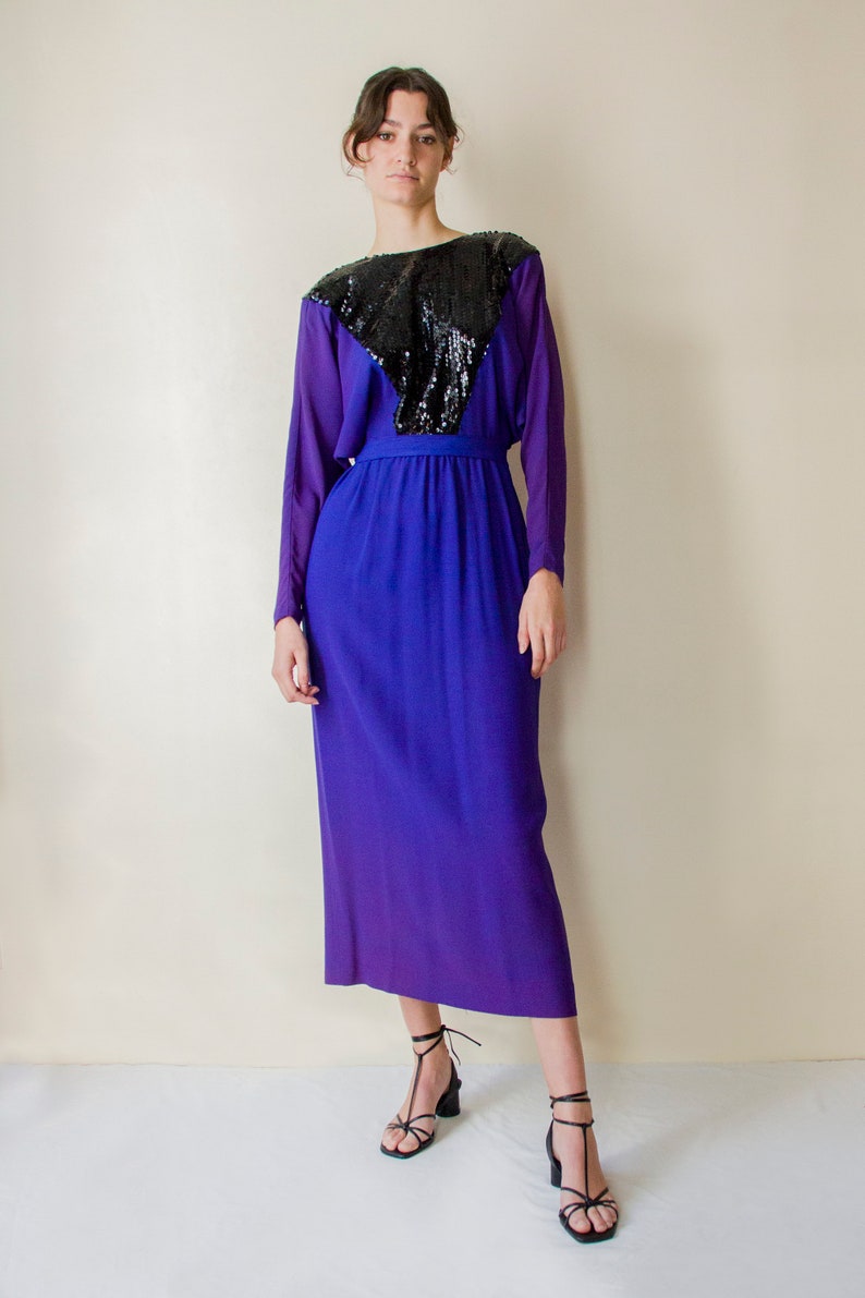 1980s Guy Laroche Sequin Evening Dress Gradient Purple // - Etsy