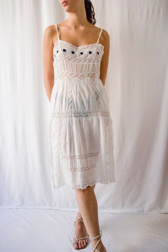 Antique Edwardian French summer white thin sheer c