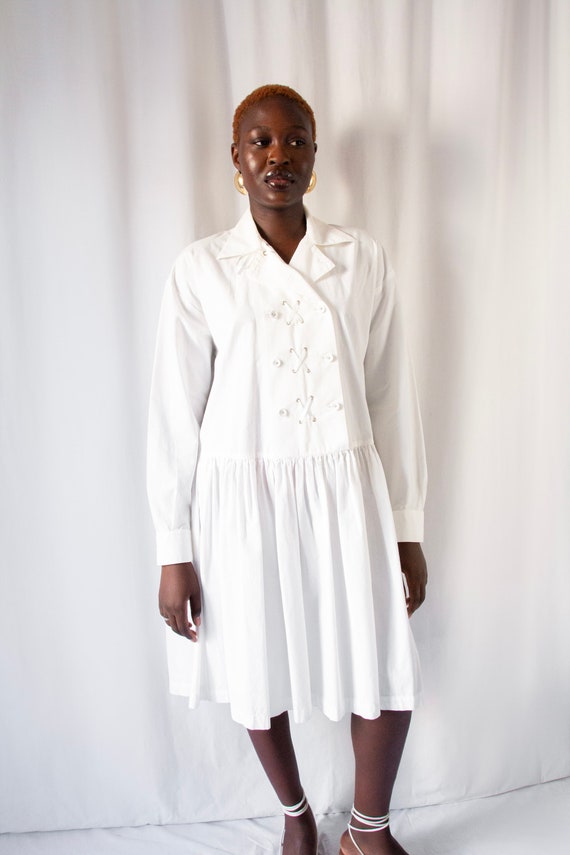 1990s Chantal Thomass oversized white cotton shir… - image 2