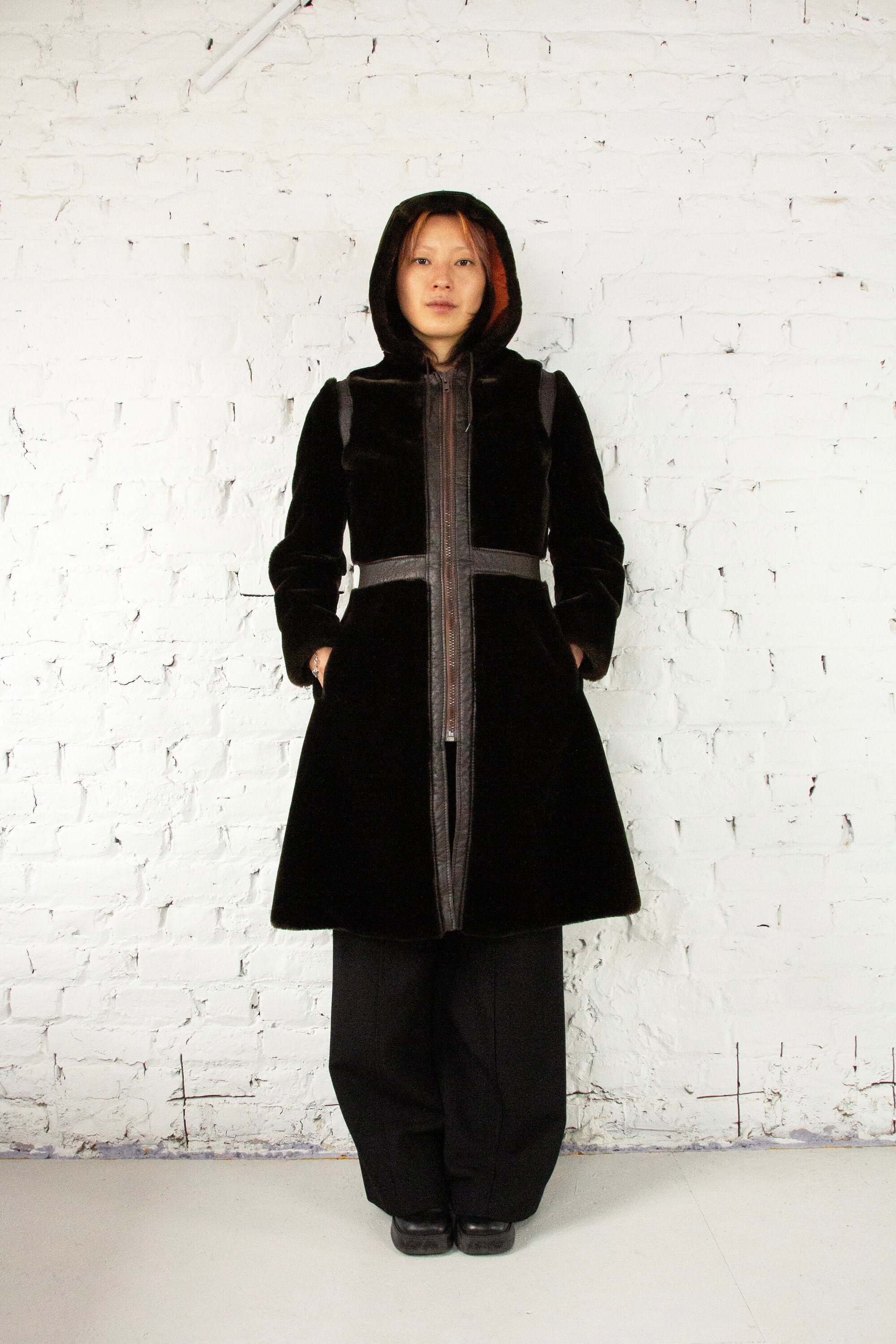 Vinyl coat with fur hood new arrivals