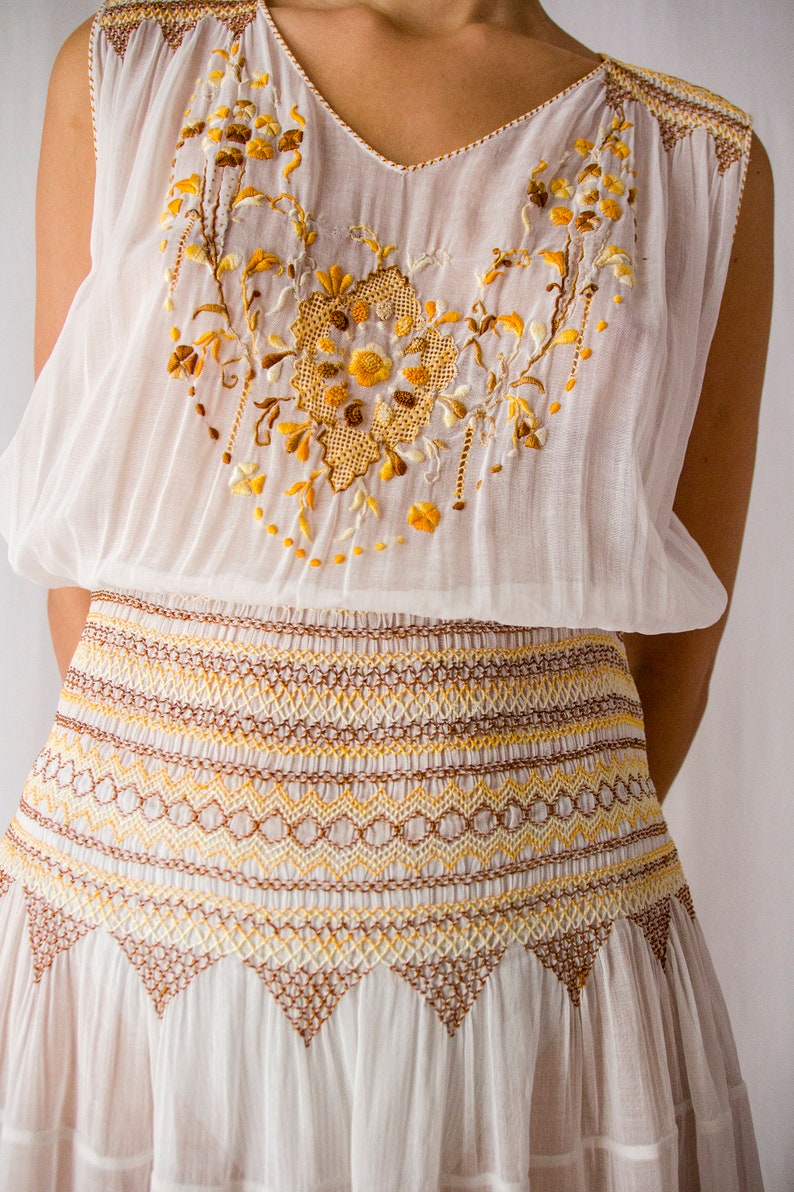 1920s vintage dress, Antique Hungarian sheer White cotton batiste shift lawn dress