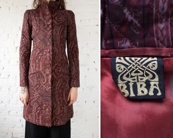 RESERVED 1960s BIBA paisley quilted coat with pockets & high collar // Vintage 60s 70s Biba London Barbara Hulanicki lightweight summer coat