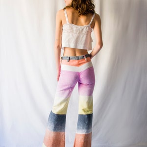 Rare 1970s colorful gradient flared pants with front patch pockets // Vintage 70s French brand Philnat bell bottom trousers image 3