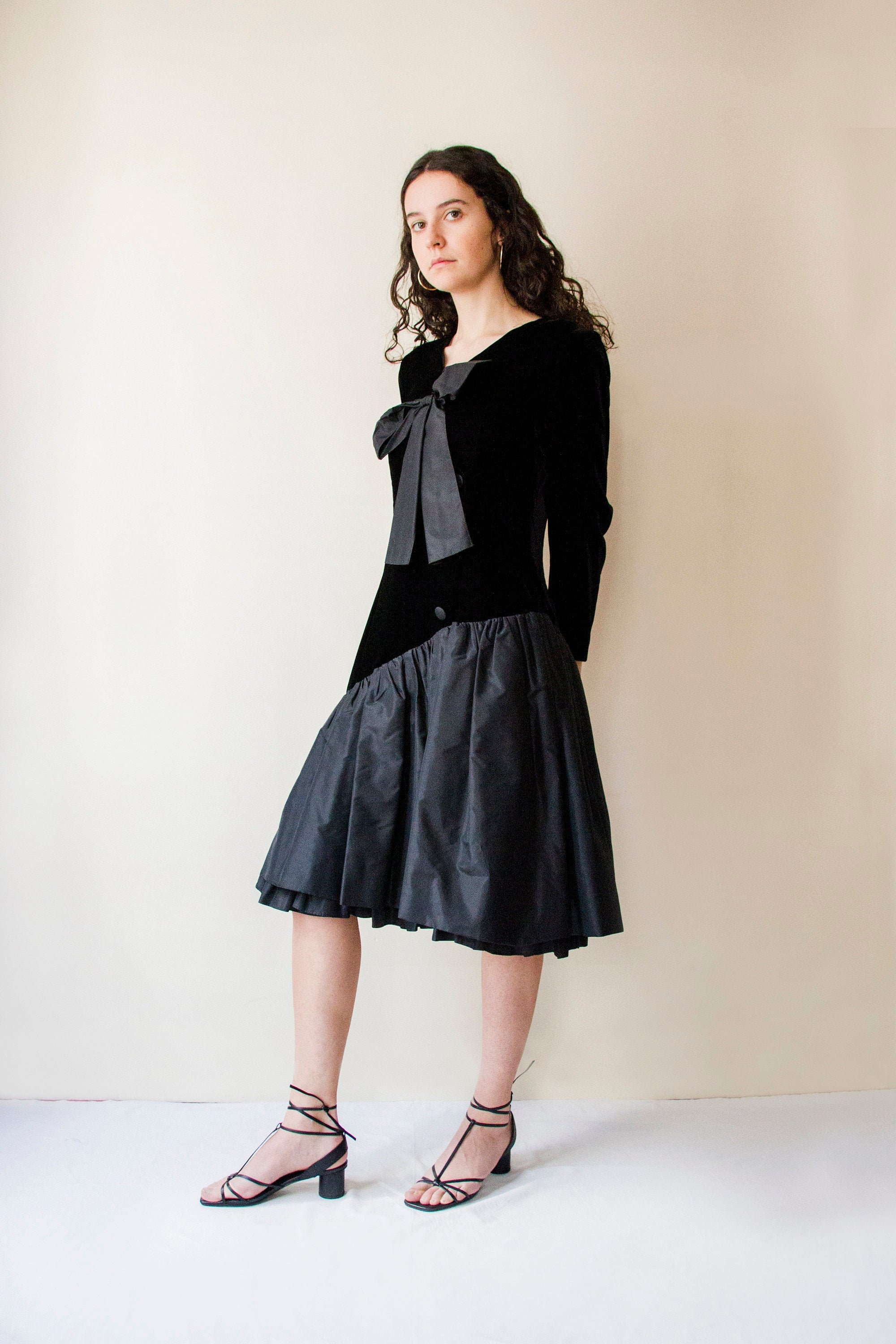 1980s Guy Laroche Velvet & Silk Taffeta Bow Evening Dress // - Etsy