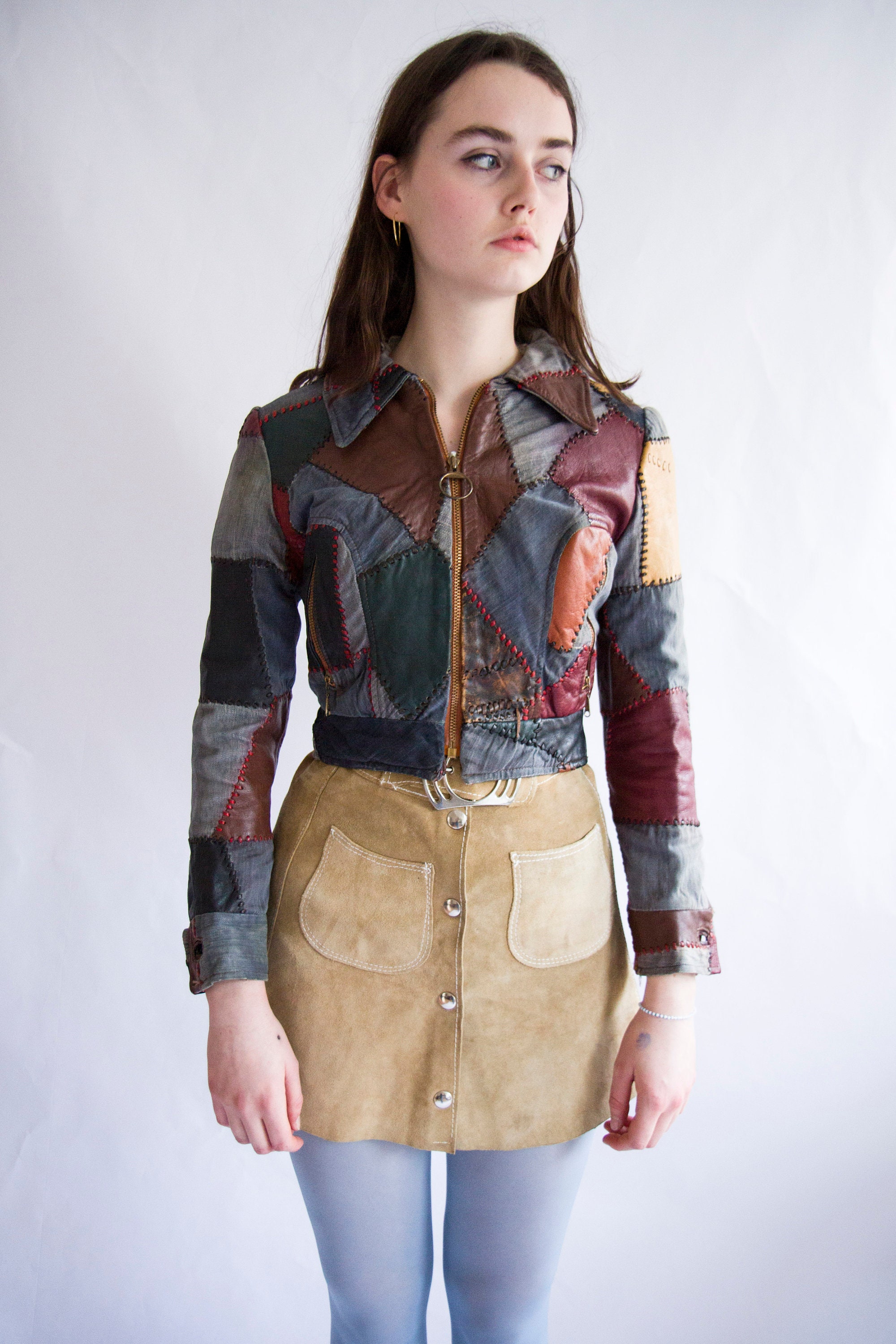 vintage patchwork leather jacket