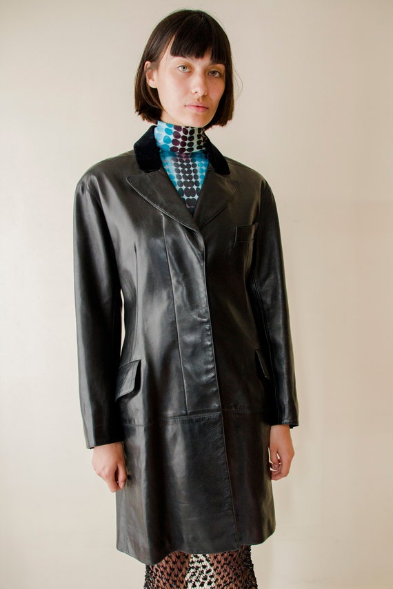 Azzedine Alaïa 1980s vintage leather coat with ve… - image 4