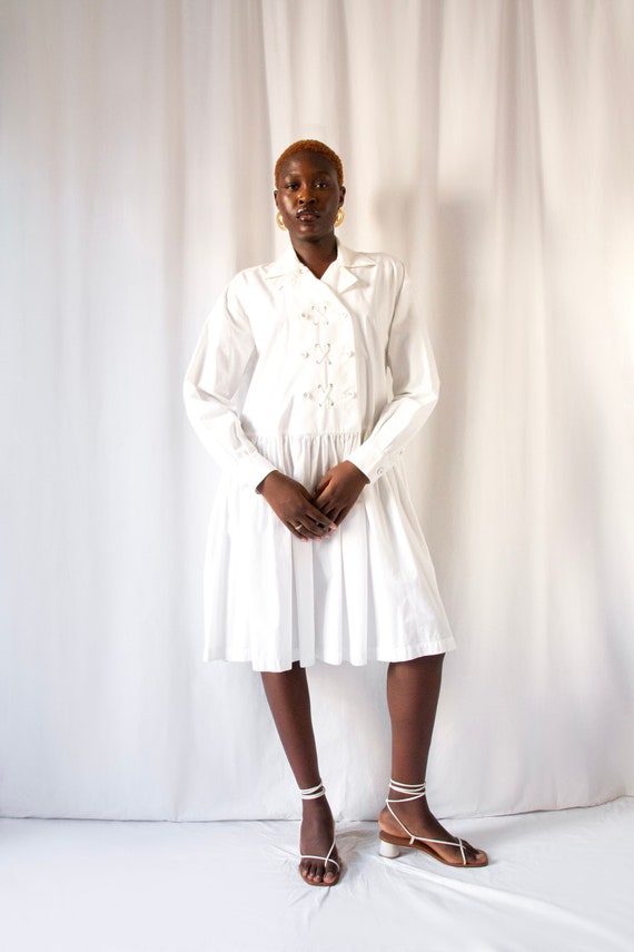1990s Chantal Thomass oversized white cotton shir… - image 1
