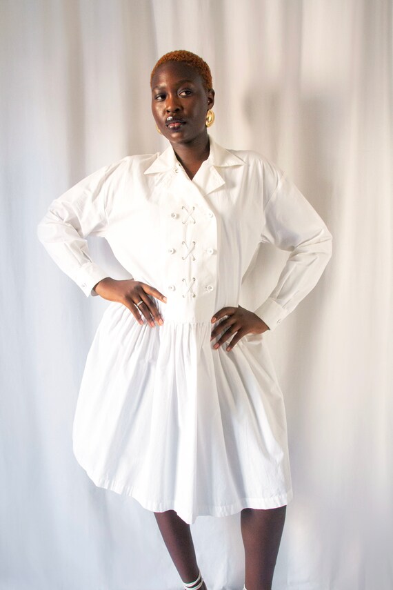 1990s Chantal Thomass oversized white cotton shir… - image 6