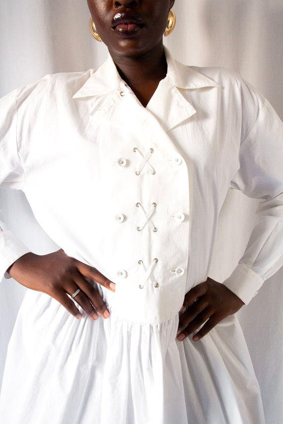 1990s Chantal Thomass oversized white cotton shir… - image 4