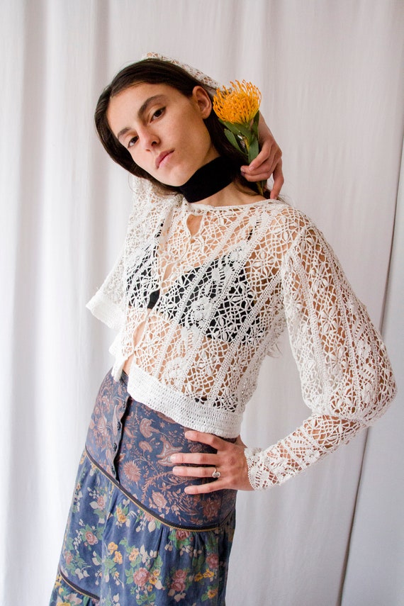 Antique or 1970s does Edwardian white crochet cott