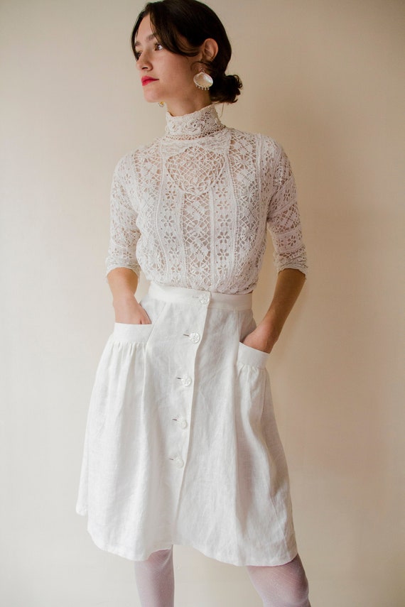 White linen skirt clearance 70s