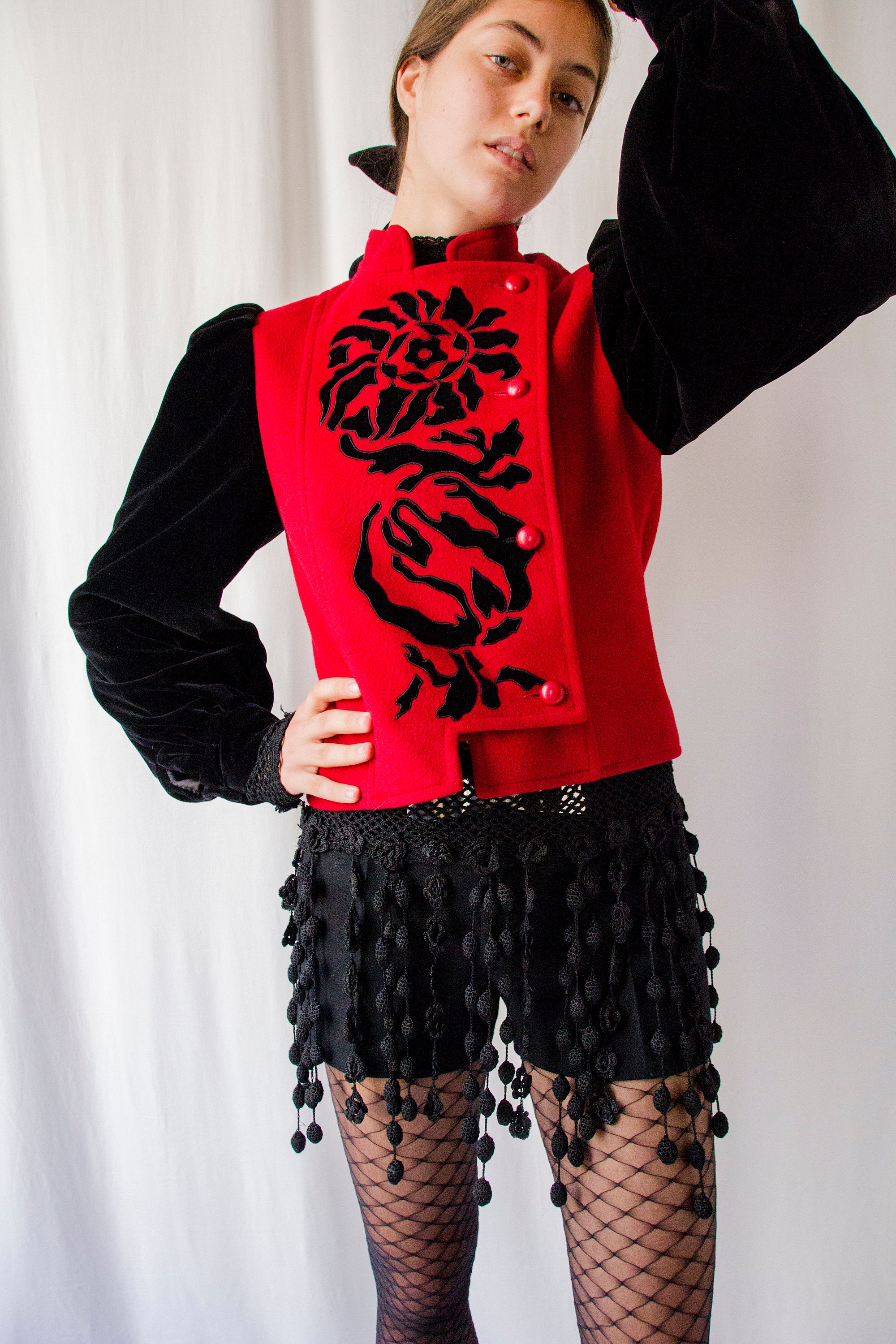 1970s Nina Ricci Wool & Velvet Floral Applique Jacket // 70s - Etsy