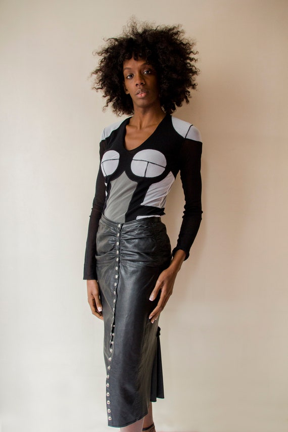 1990s Jean Paul Gaultier soleil cyber mesh knit to