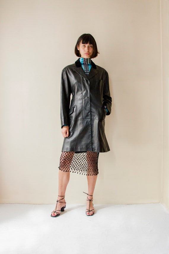 Azzedine Alaïa 1980s vintage leather coat with ve… - image 3