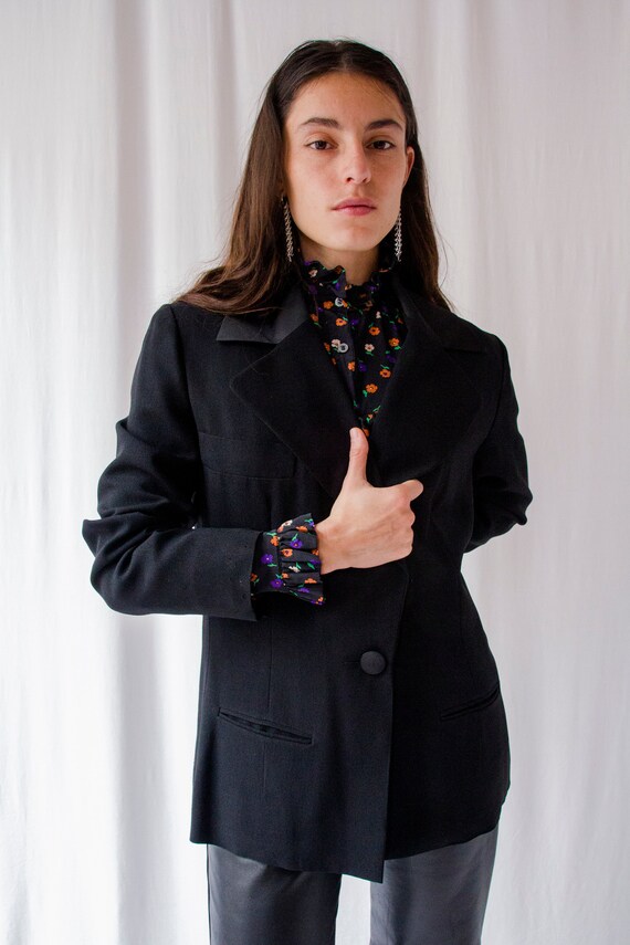 1960s Pierre Cardin Black Tuxedo Jacket With Satin Silk 1960s Pierre Cardin Black Tuxedo Jacket With Satin Silk