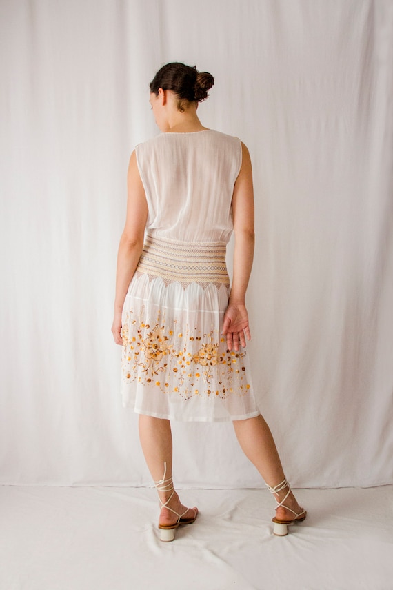 1920s sheer cotton Hungarian embroidered dress //… - image 7