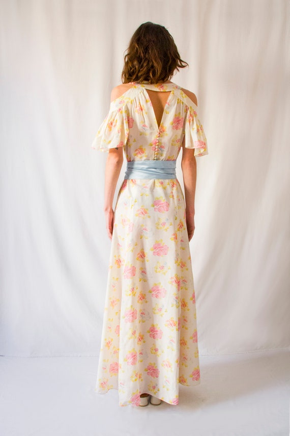 Rare! 1930s pastel floral print rayon evening gow… - image 4