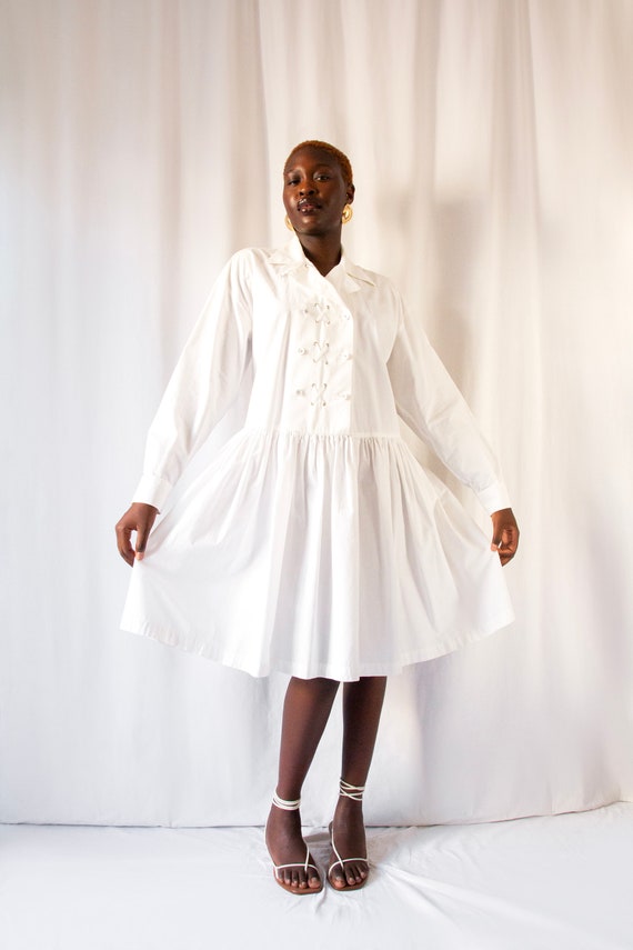 1990s Chantal Thomass oversized white cotton shir… - image 5