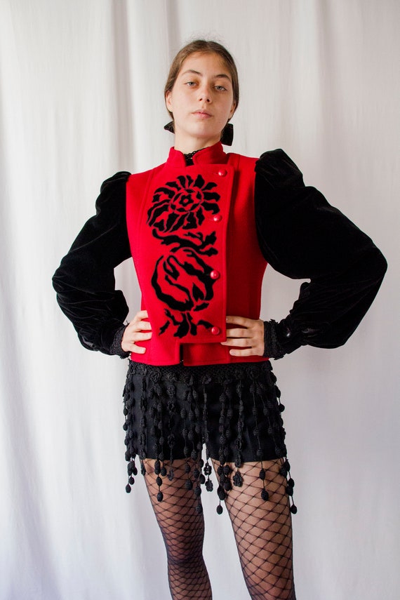 1970s Nina Ricci Wool & Velvet Floral Applique Jacket // 70s - Etsy