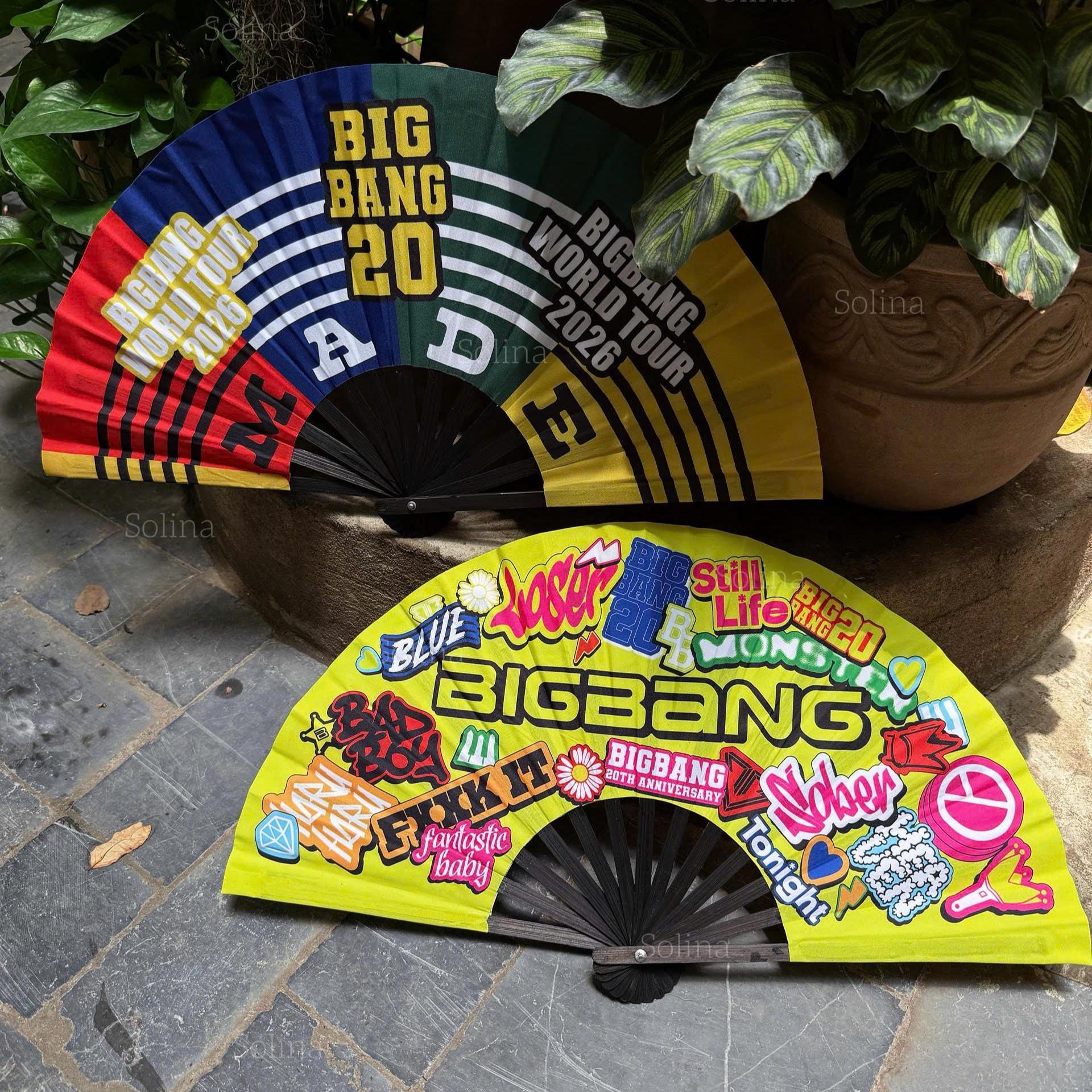 Bigbang World Tour Inspired Folding Fan, Red Black Kpop Concert
