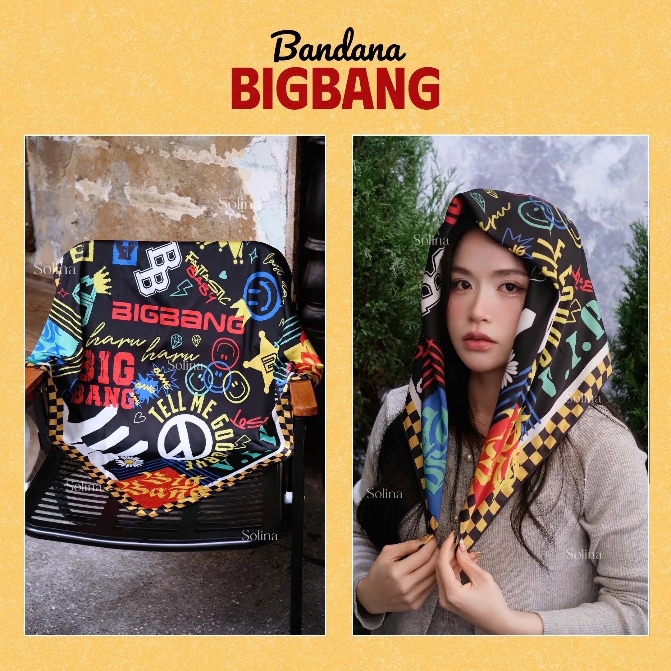 BIGBANG Bandana, Kpop VIP Satin Head Scarf 70x70 Cm, Concert