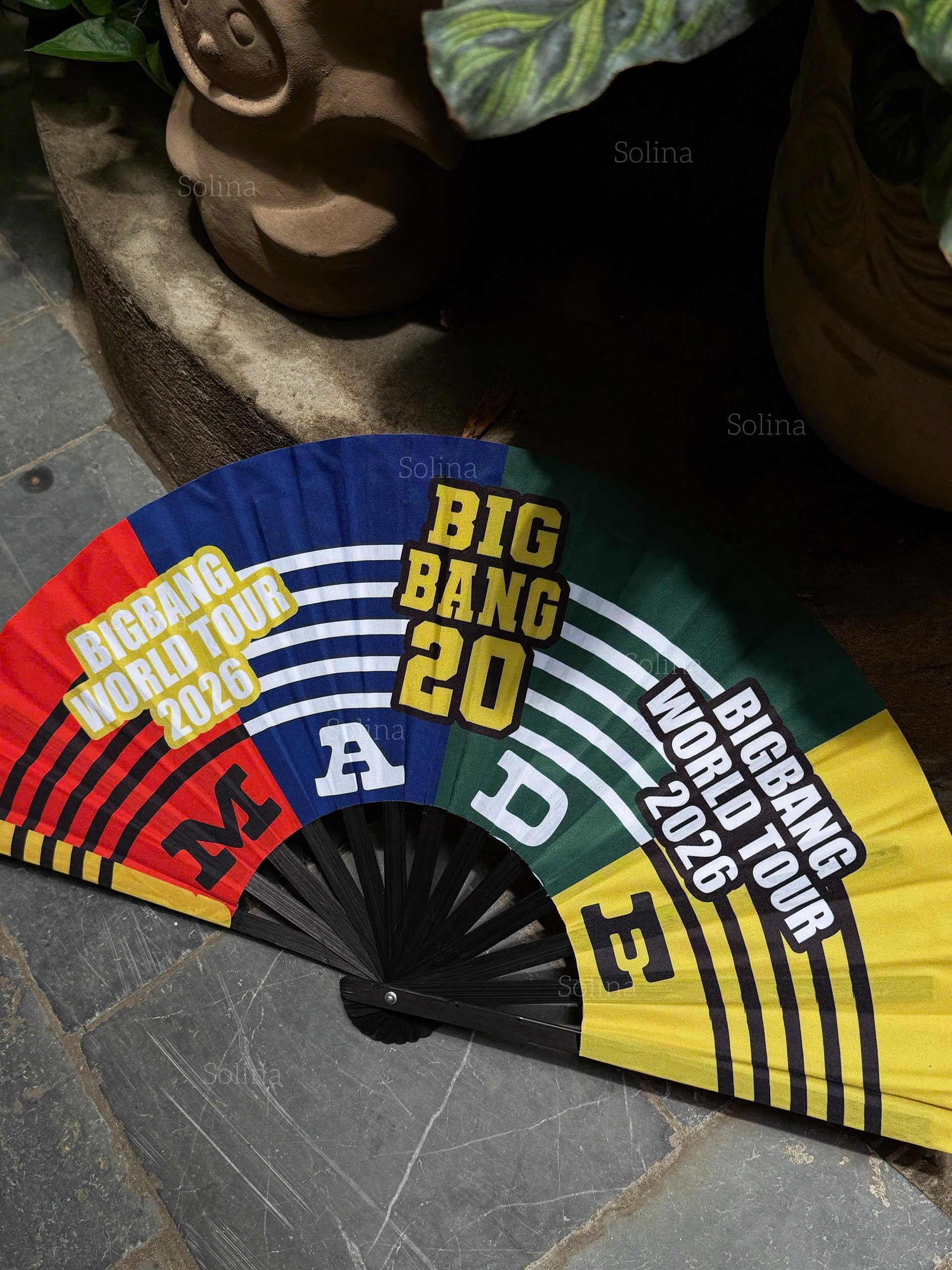 Bigbang World Tour Inspired Folding Fan, Red Black Kpop Concert