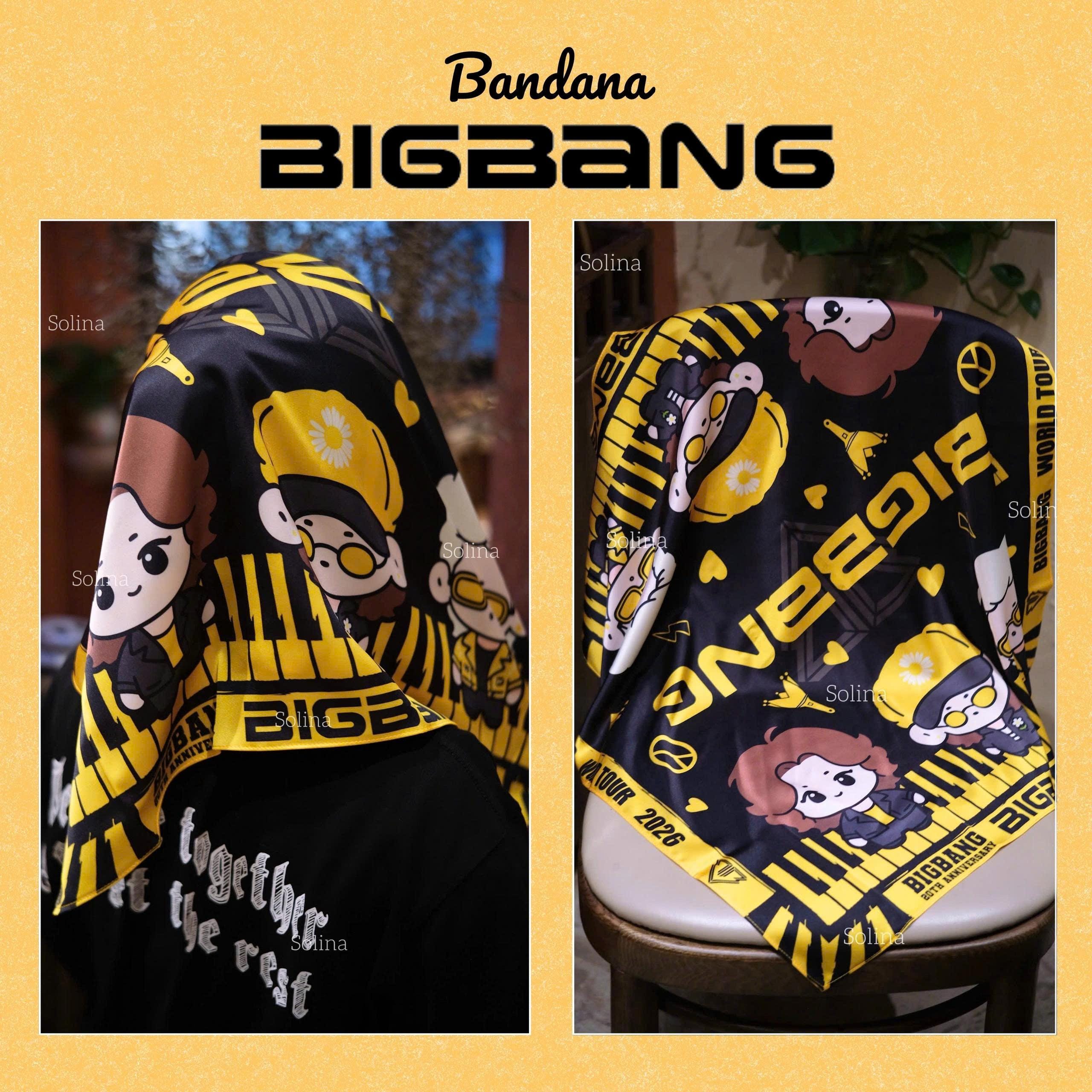 BIGBANG Bandana, Kpop VIP Satin Head Scarf 70x70 Cm, Concert