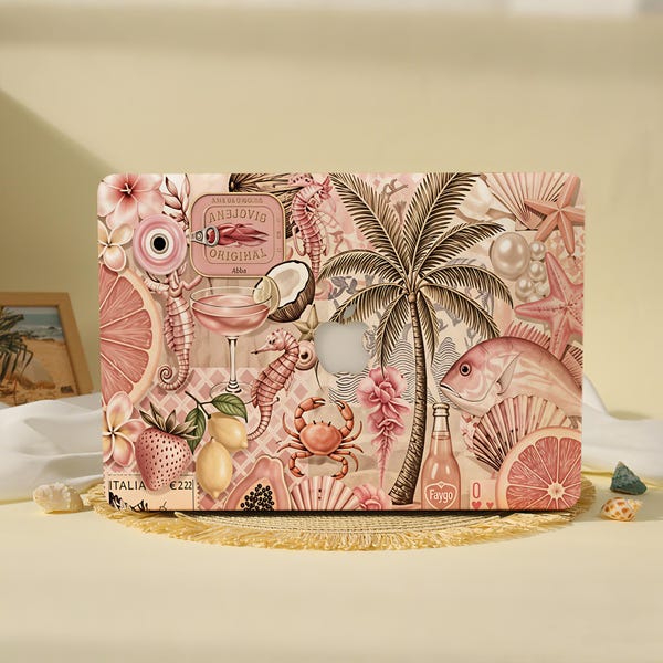 Pink Tropical Collage MacBook Case for MacBook Air 11 Air 13/15 M1/M2 MacBook Pro 13/14/16 Air 13 A3240 Air 15 A3241 MacBook Neo 2026 M5