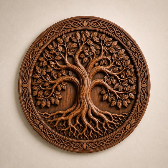 Tree of Life 3D Relief STL File | Celtic Tree CNC Wood Carving Design | Rustic Wall Art