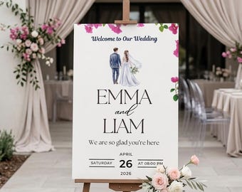 Plantilla editable de Canva para cartel de bienvenida de boda / Póster minimalista moderno (descarga digital)