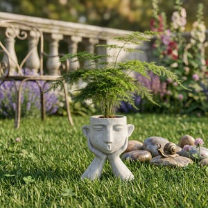 Face Planter Pots, Unique Head Planter with Closed Eyes,5.5" Resin Succulent Pot, Cute Garden Statues Decor, Small Indoor Outdoor Flower Pot