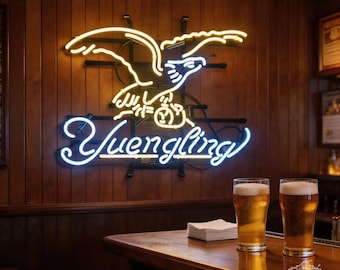 Yuengling Eagle Neon Light, Handmade Glass Neon Beer Sign for Bar Pub Man Cave Game Room Vintage Brewery Wall Art 21"x16"