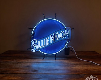 Moon Beer Neon Sign, Craft Beer Bar Wall Decor, Pub Sign for Man Cave, Home Bar Game Room Decoration 24x24inch