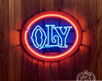 Olympia OLY Beer Neon Sign Retro Glass Bar Light Vintage Pub Wall Decor Man Cave Collectible Neon Lamp Home Bar Decor Wall Art 19"x15"