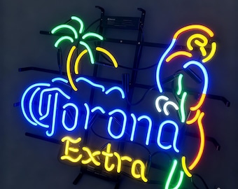 Corona Extra Parrot Neon Beer Sign Bar Decor Wall Hanging Signs Personalized Gifts For Bar Pub Man Cave Handmade Real Glass Neon 24x20inch
