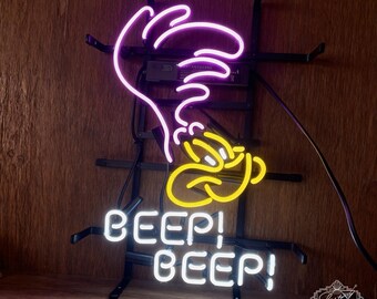 Beep Beep Roadrunner Leuchtschild, Cartoon Vogel Wanddeko, Garage Bar Spielzimmer Geschenk, Personalisierte Wanddeko