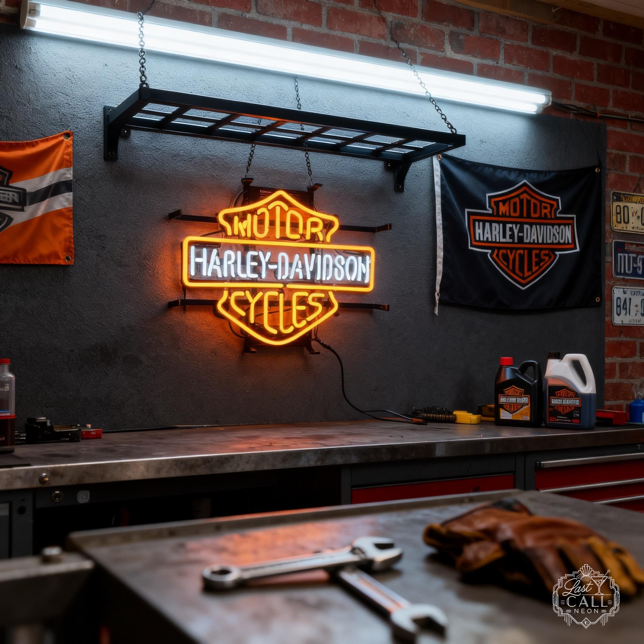 Motorcycle Neon Sign, Harley Davidson Bar Decor, Biker Garage Wall