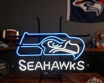 Seattle Football Neon Sign, Hawk Fan Cave Wall Decor, 12th Man Sports Bar Sign, Game Room Football Gift for him 21"x14"