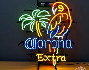 Corona Extra Beer Sign Real Glass Beer Bar Light for Pub, Man Cave, Garage, Home Bar Decor Wall Art Personalized Neon 19x15inch