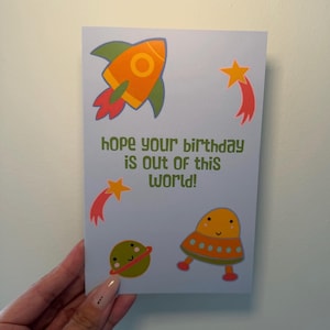 Happy Birthday Spacey - Space Themed Kids Birthday Card (Physical Item)