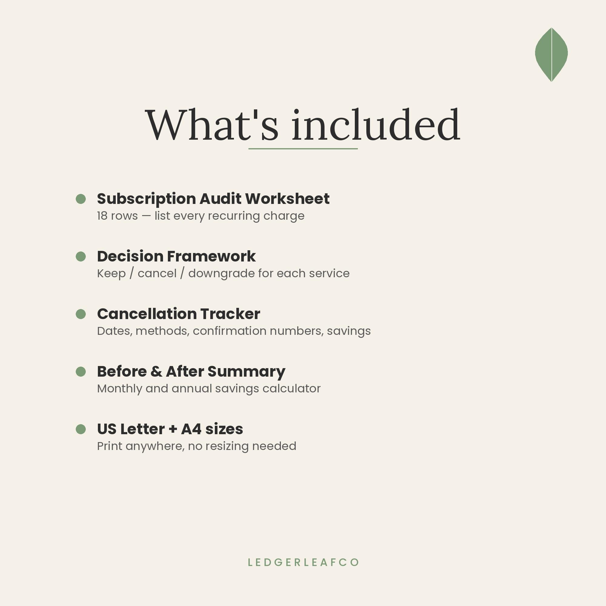 Subscription Tracker Printable | Cancel Subscriptions Worksheet ...