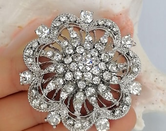 Strass Kristall Runde Blumen Brosche Hochzeit Modeschmuck