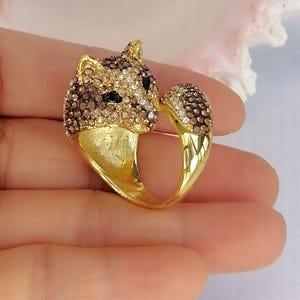Anello avvolgente con volpe e strass, anello di tendenza immagine 9