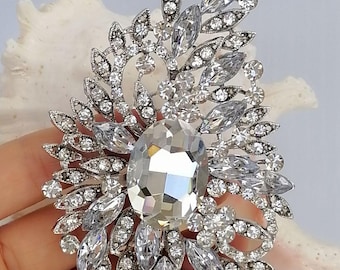 Strass Kristall elegante Teardrop Blatt Blumen Brosche Pin Prom Hochzeit Kostüm Schmuck