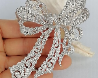 Strass Kristall Elegante Bowknot Brosche Pin Prom Kostüm Schmuck