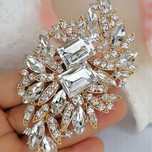 Rhinestone Crystal Leaf Floral Brooch Pin Prom Wedding Costume Jewelry