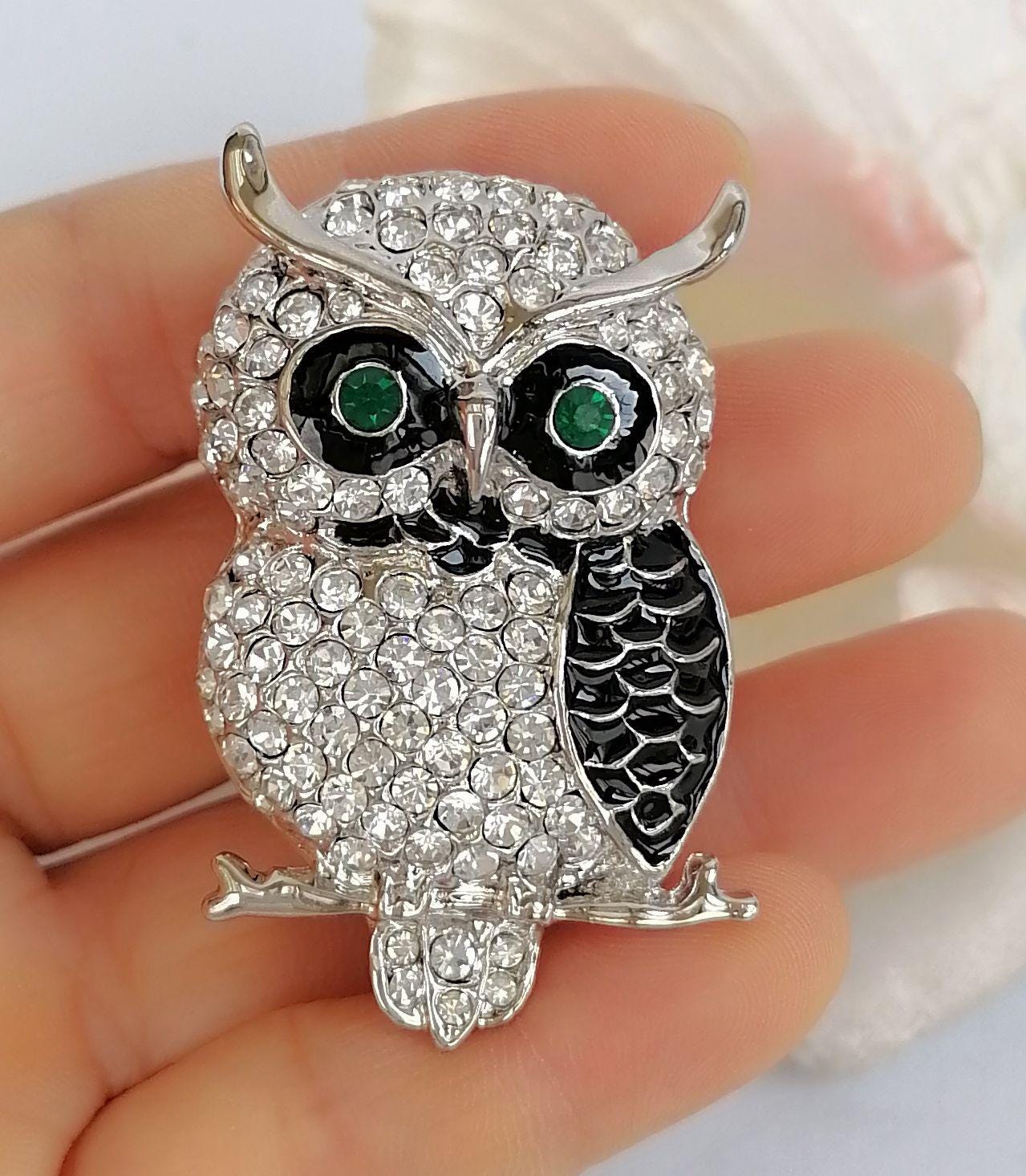 Rhinestone Crystal Animal Unique Owl Brooch Pin Costume Jewelry E3B3502