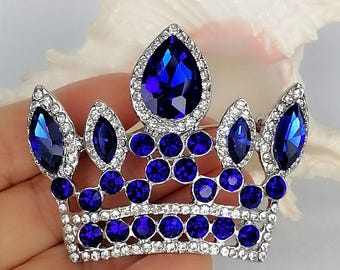 Rhinestone Crystal Teardrop Crown Brooch Pin Prom Wedding Costume Jewelry
